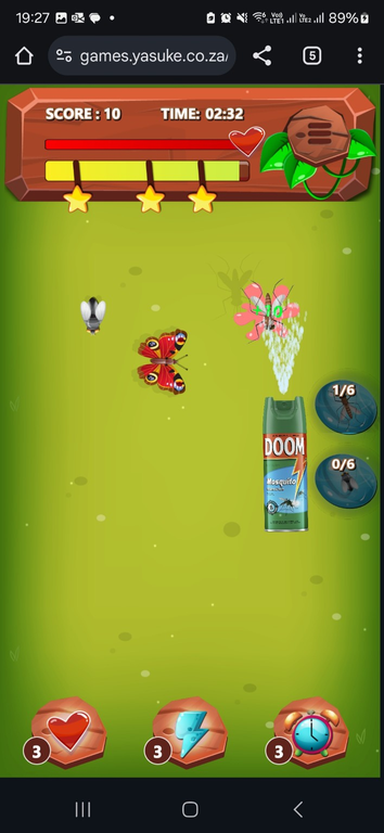Bugs Bang gameplay screen