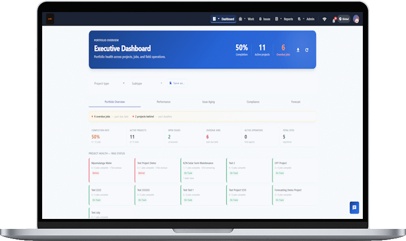 Trudex operations dashboard on a laptop