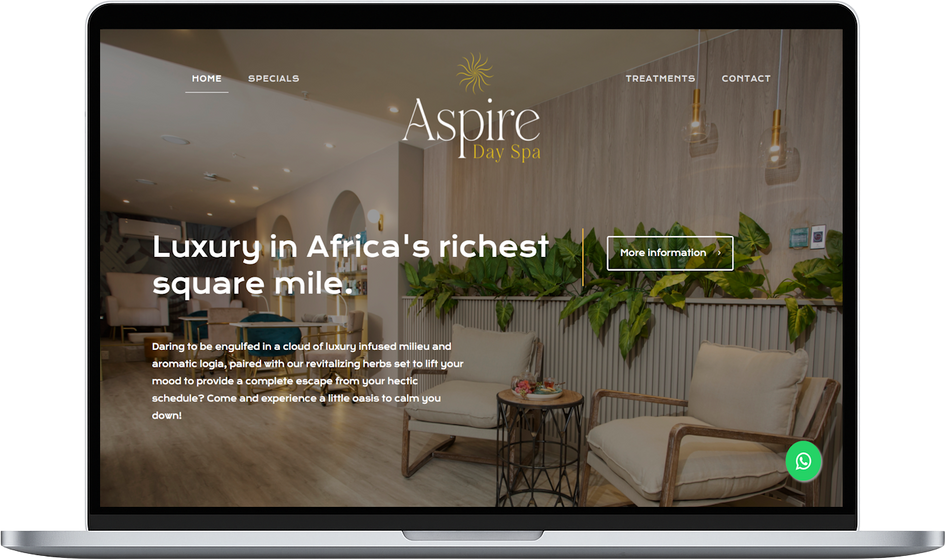 Aspire Day Spa website